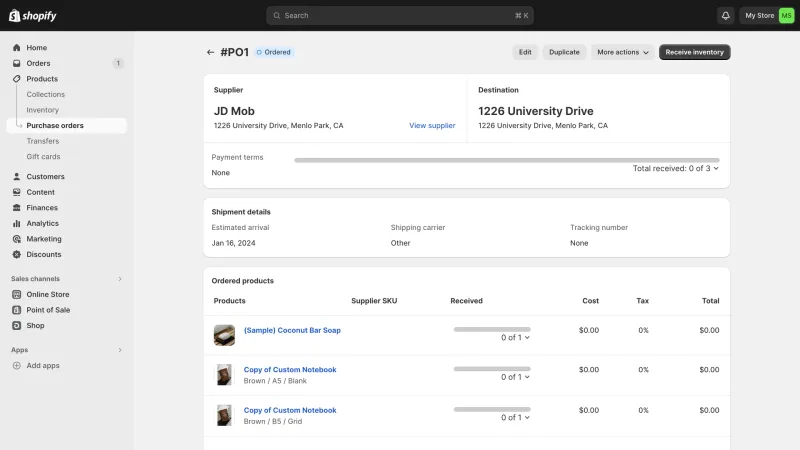 Shopify — E-commerce UI, screenshot 1087
