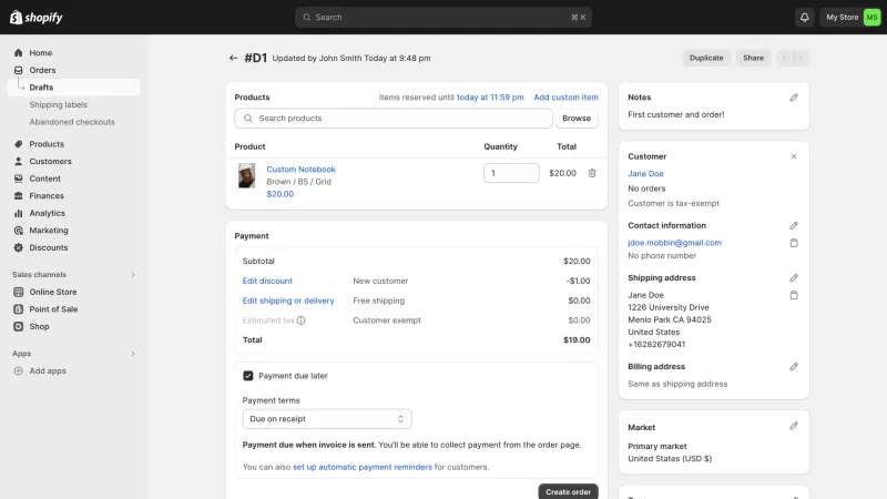 Shopify — E-commerce UI, screenshot 1099