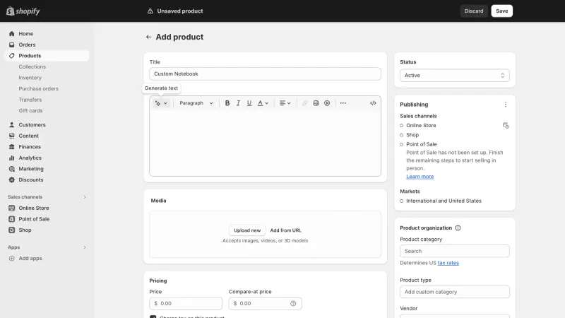Shopify — E-commerce UI, screenshot 1108