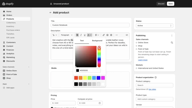 Shopify — E-commerce UI, screenshot 1116