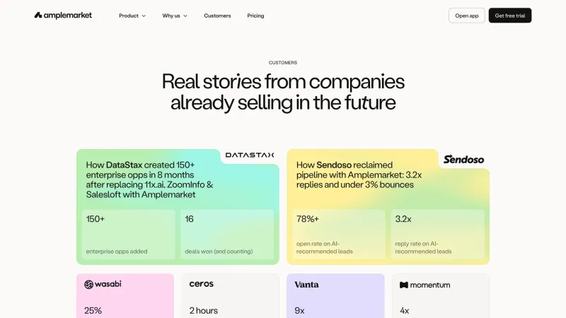 Social Proof — Amplemarket, SaaS UI