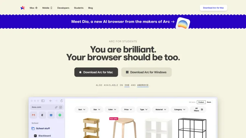 Downloads — Arc, Developer Tools UI