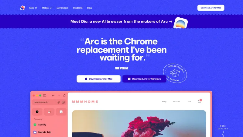Downloads — Arc, Developer Tools UI
