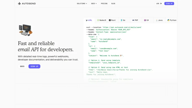 Autosend — CTA Section, Hero Section, скриншот 1/7