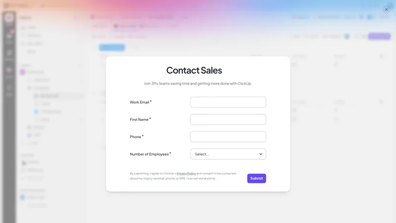 Contact — ClickUp, Productivity UI