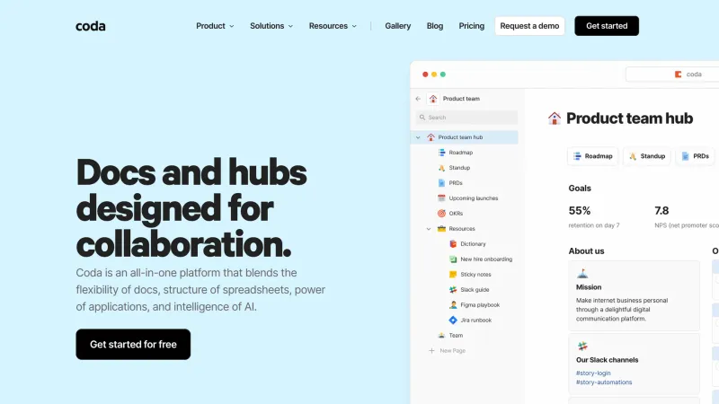 Features — Coda, SaaS UI