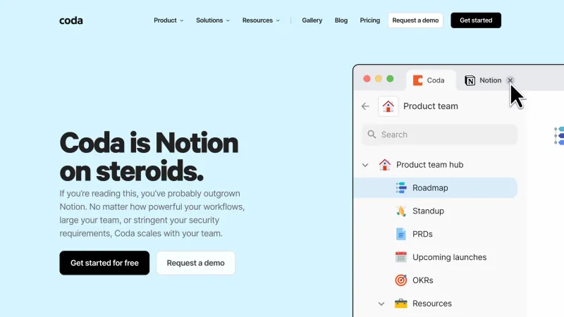 Features — Coda, SaaS UI