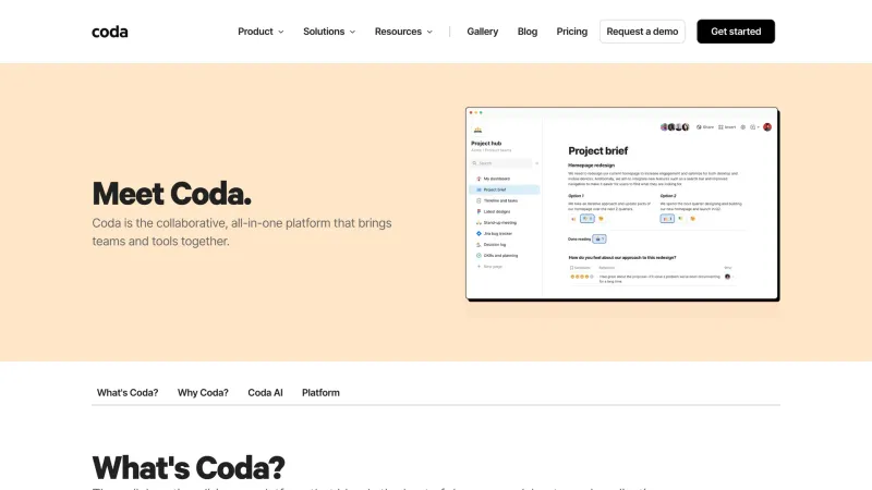 Features — Coda, SaaS UI