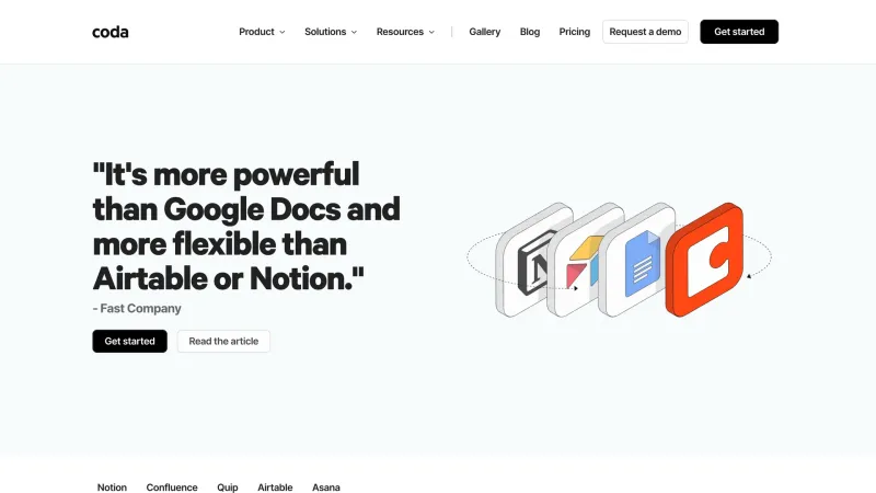 Comparison — Coda, SaaS UI