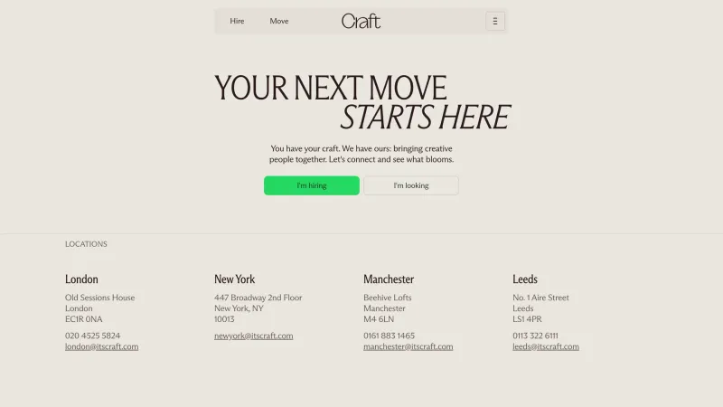 Contact — Craft Agency, Design UI