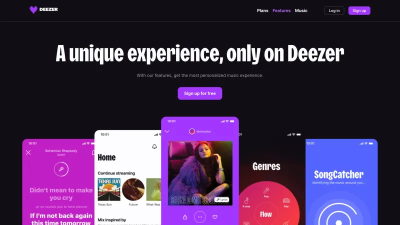 Deezer — Features, Hero Section, скриншот 9/9