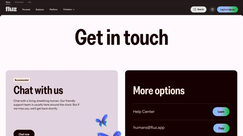Contact — Fluz, Fintech UI