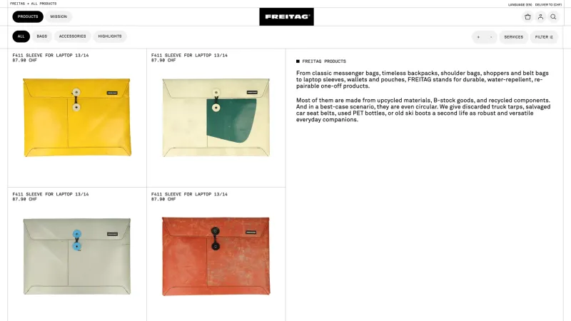 Store — FREITAG, E-commerce UI