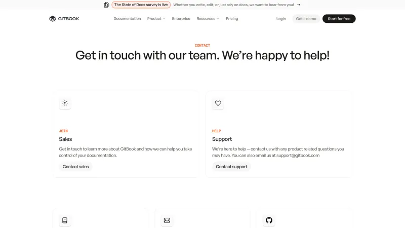 Contact — GitBook, Developer Tools UI