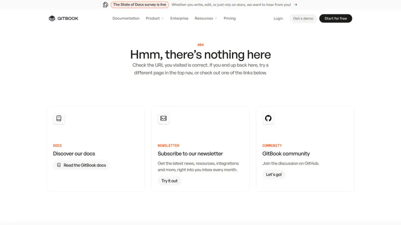 404 — GitBook, Developer Tools UI