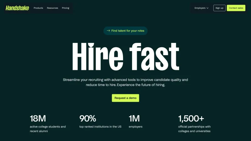 Hero Section — Handshake, Education UI