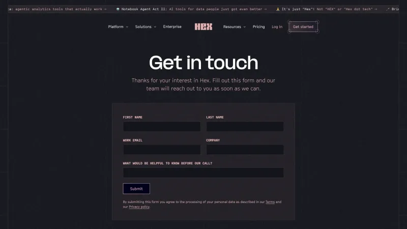 Contact — Hex, Analytics UI