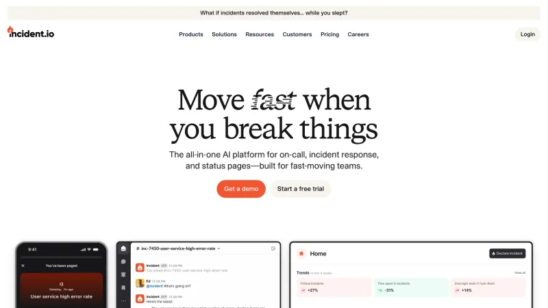CTA Section — incident.io, Developer Tools UI