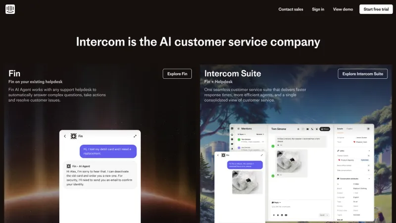 Hero Section — Intercom, SaaS UI