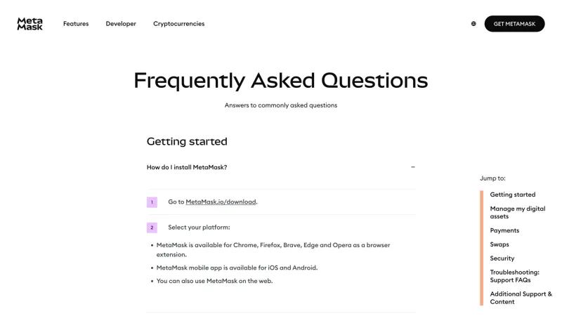MetaMask — Downloads, FAQ, скриншот 4/6