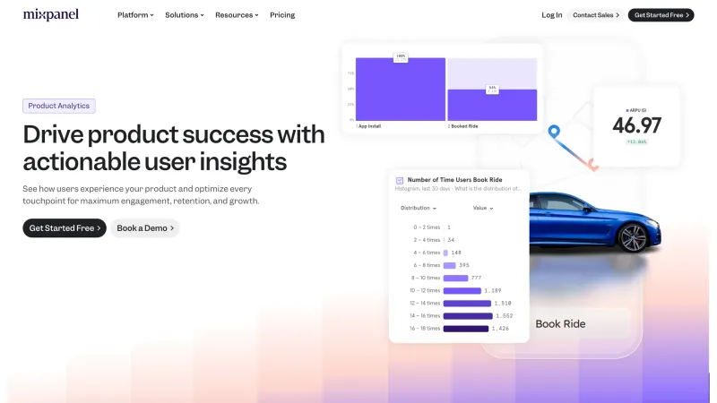 Hero Section — Mixpanel, Analytics UI