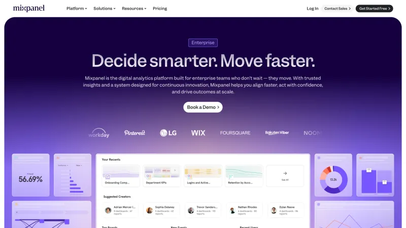 Mixpanel — Downloads, Hero Section, скриншот 6/11