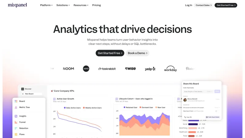 Hero Section — Mixpanel, Analytics UI
