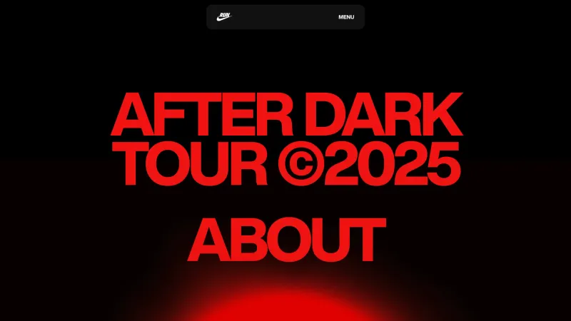 Nike After Dark Tour — Contact, Hero Section, скриншот 2/2