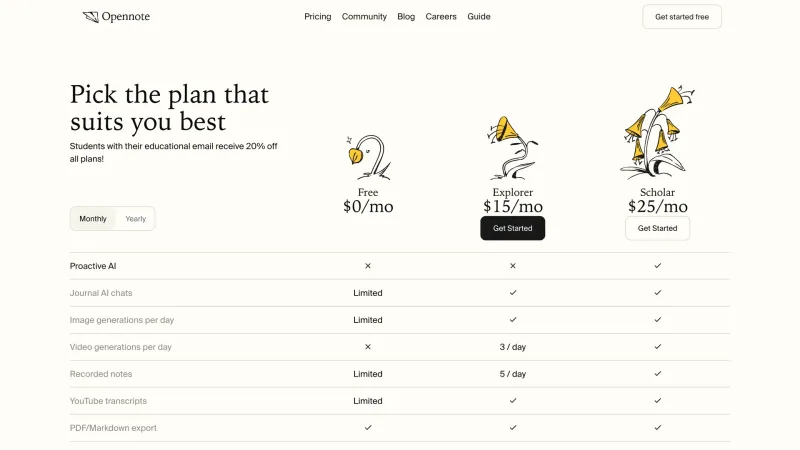 Opennote — Pricing, скриншот 7/7