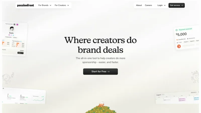 CTA Section — Passionfroot, Marketing UI