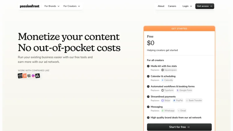 Passionfroot — Pricing, скриншот 4/8