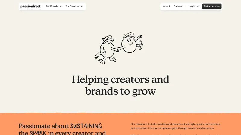 About — Passionfroot, Marketing UI
