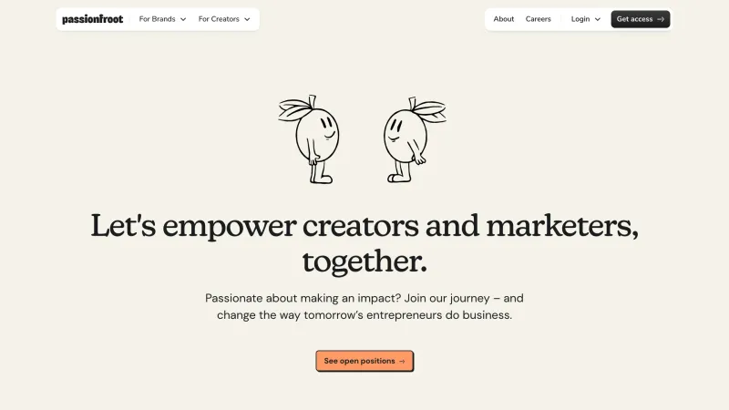 About — Passionfroot, Marketing UI