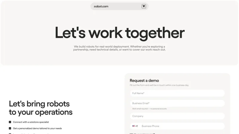 Contact — Robot.com, Developer Tools UI
