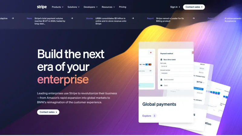 Contact — Stripe, Fintech UI