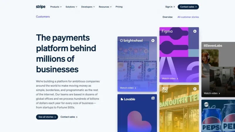 Stats Section — Stripe, Fintech UI