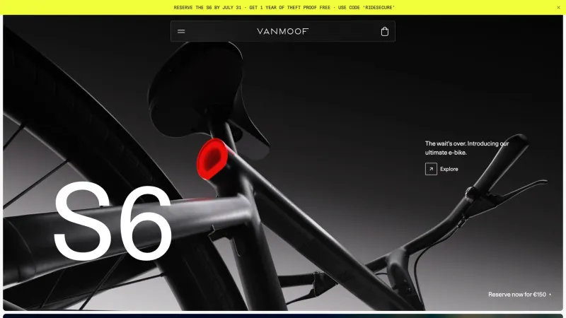 VanMoof — CTA Section, Footer Section, скриншот 5/9