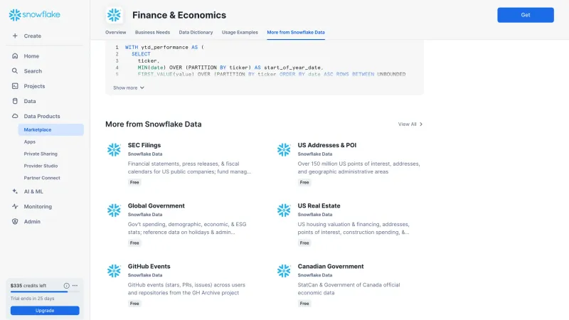 Snowflake — Analytics, интерфейс, скриншот 3/352