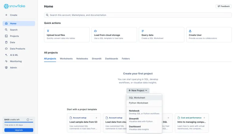Snowflake — Analytics, интерфейс, скриншот 8/352
