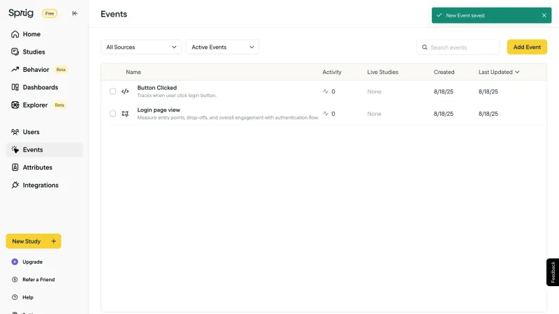 Sprig — Analytics, интерфейс, скриншот 3/420