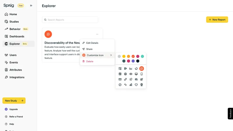 Sprig — Analytics, интерфейс, скриншот 5/420