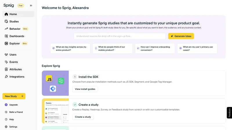 Sprig — Analytics, интерфейс, скриншот 7/420