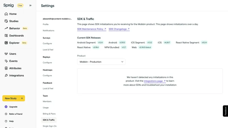 Sprig — Analytics, интерфейс, скриншот 11/420