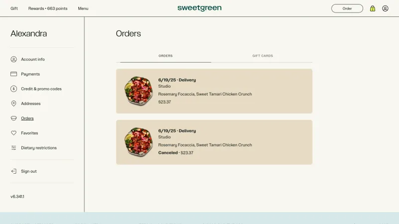 Sweetgreen — Food & Drink, интерфейс, скриншот 5/166
