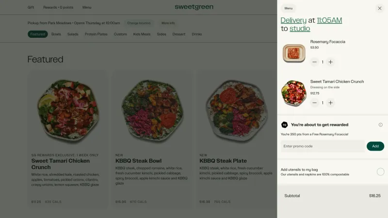 Sweetgreen — Food & Drink, интерфейс, скриншот 7/166
