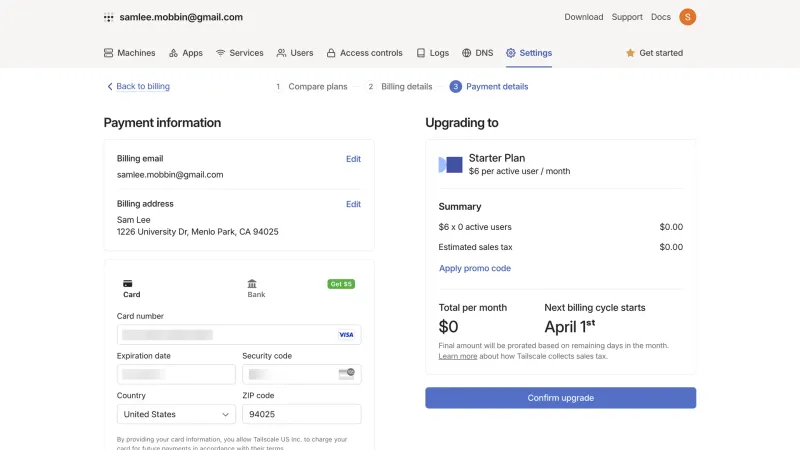 Tailscale — Developer Tools, интерфейс, скриншот 2/266