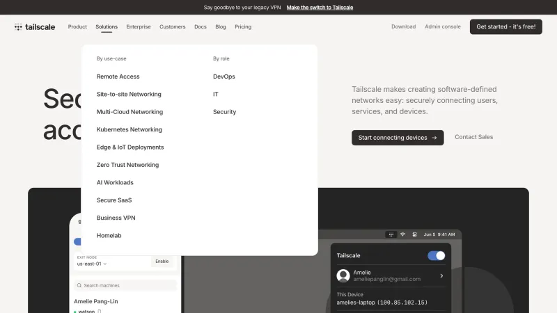 Tailscale — Developer Tools, интерфейс, скриншот 11/266