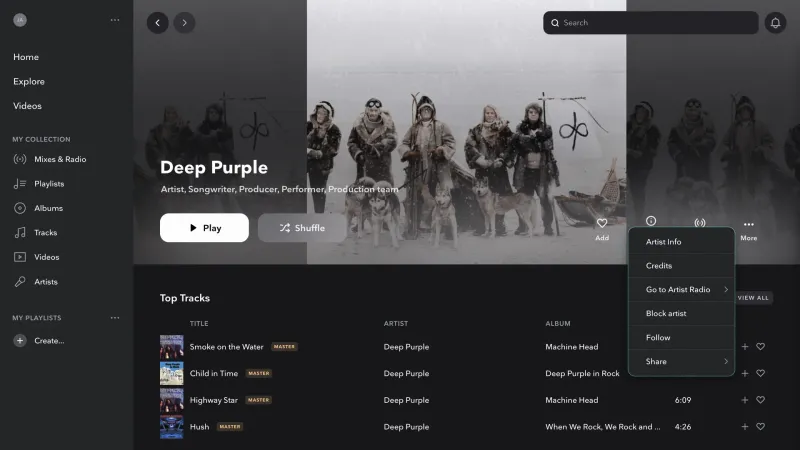 TIDAL — Entertainment, интерфейс, скриншот 10/485