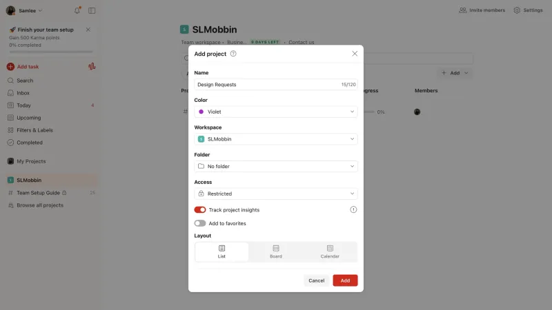 Todoist — Productivity, интерфейс, скриншот 6/364
