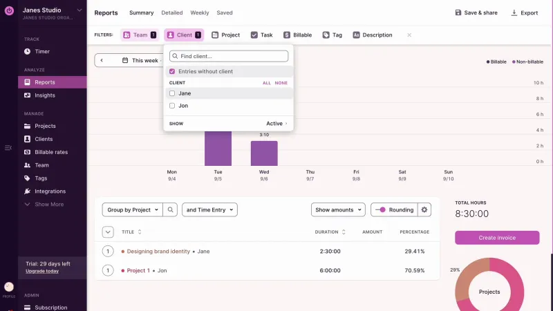 Toggl Track — Productivity, интерфейс, скриншот 2/703